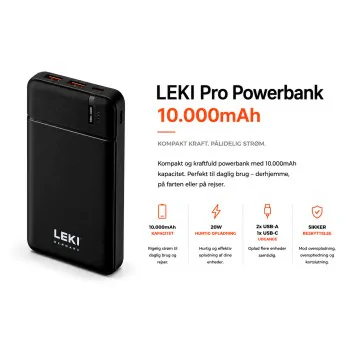 LEKI Powerbank 10000mAH med LED display