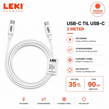 Cph Orange - USB-C til USB-C (2.mtr)
