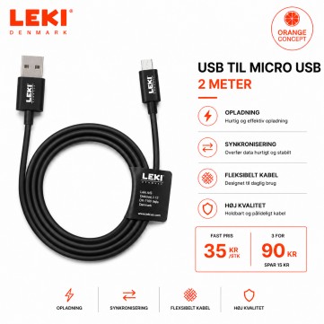 Cph Orange - 3 for 99 - USB til Micro USB (2.0m.)